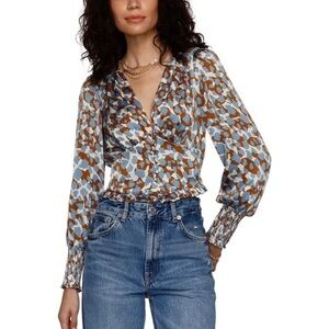 Heartloom Blue and Brown Animal Print Top